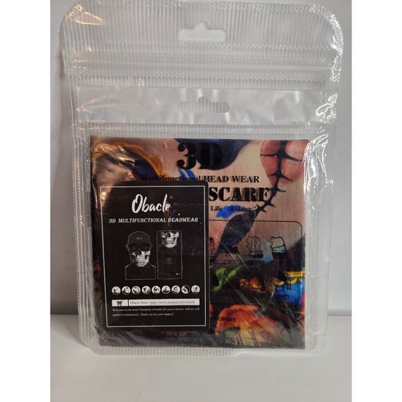 Obacle 3D Face Mask Multifunctional Headwear Skulls Fire Motorcycles Covering - Picture 2 of 3